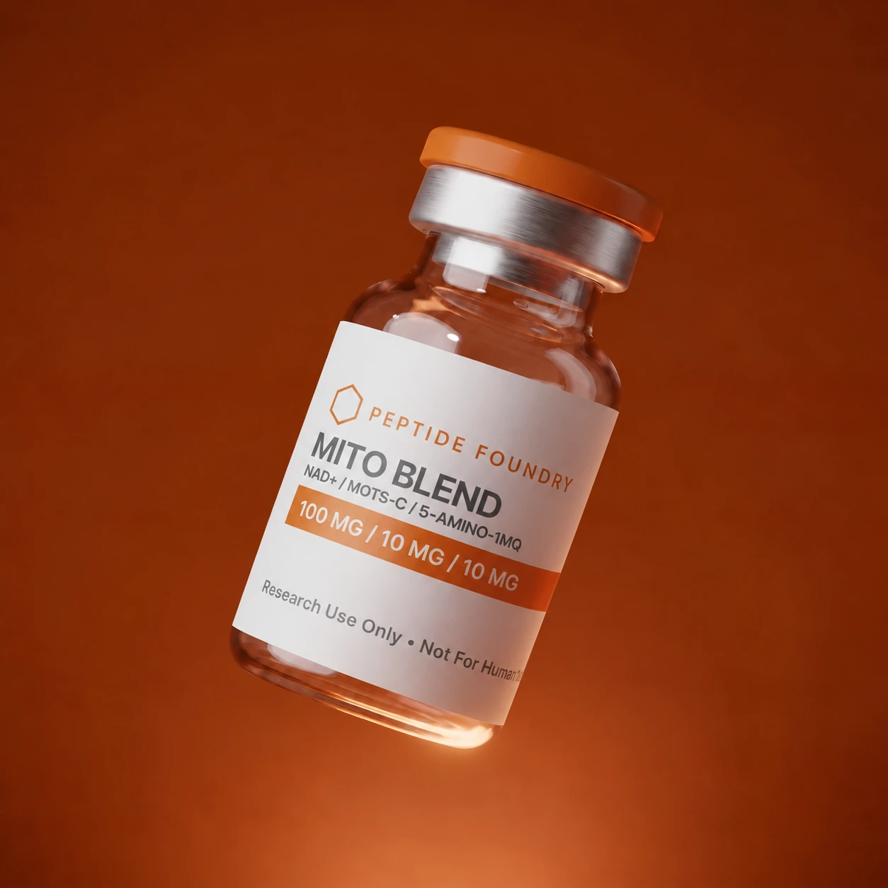 Peptide Foundry Mito Blend 100 MG / 10 MG / 10 MG orange-cap 5 mL research vial