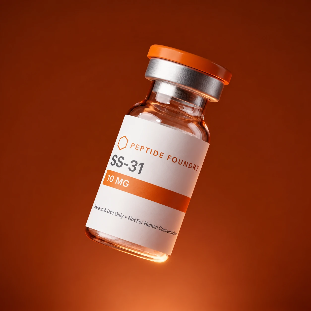 SS-31 10mg Peptide Foundry research vial with orange cap